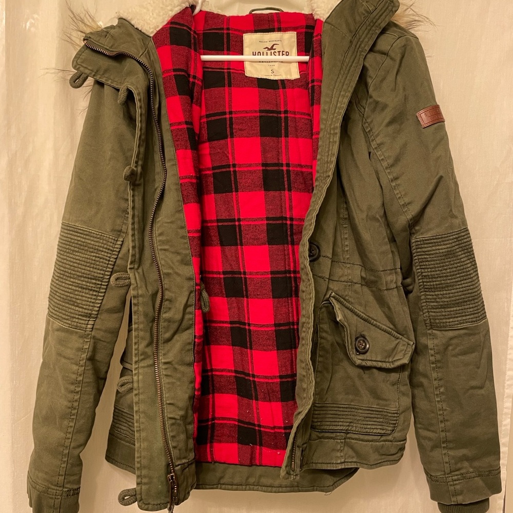 Hollister Flannel Green Army Jacket
